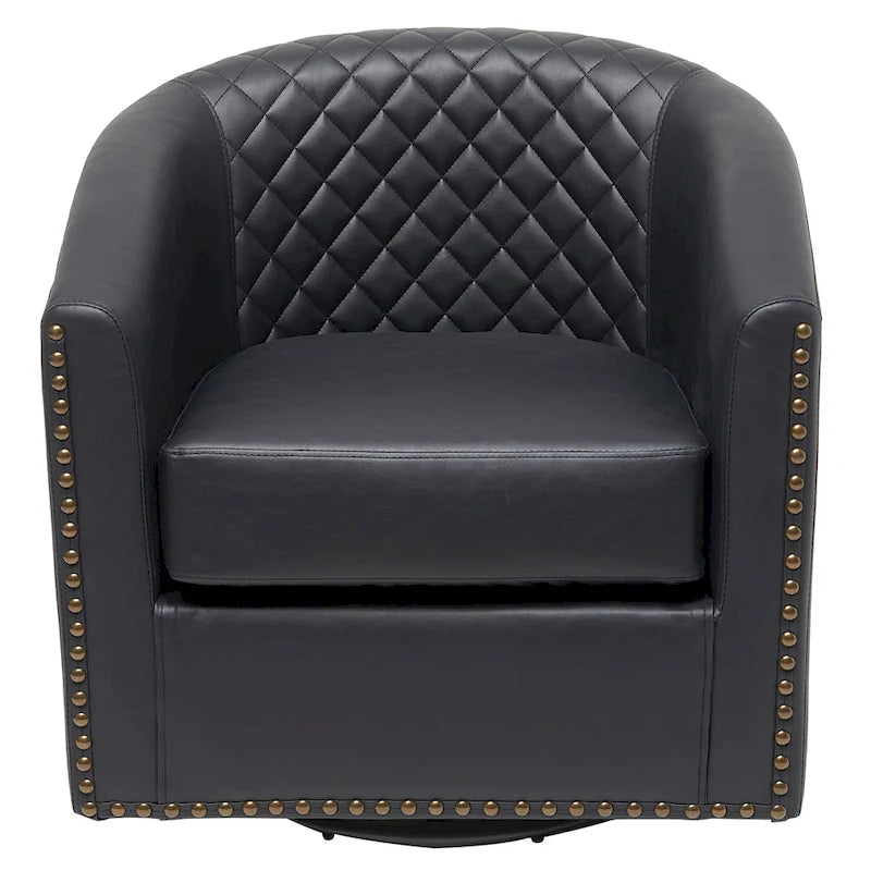 Fauteuil pivotant rond en similicuir capitonné de 29 po de large