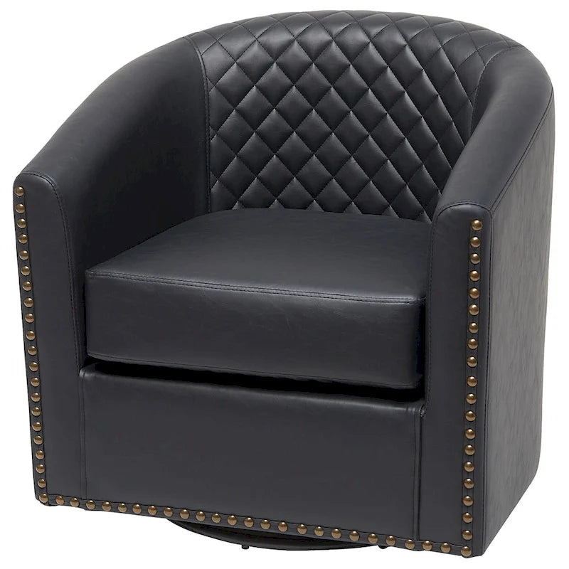 Fauteuil pivotant rond en similicuir capitonné de 29 po de large