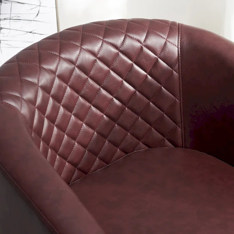 Fauteuil pivotant rond en similicuir capitonné de 29 po de large