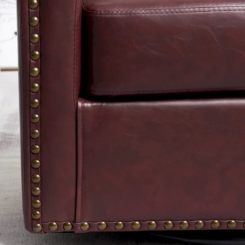 Fauteuil pivotant rond en similicuir capitonné de 29 po de large