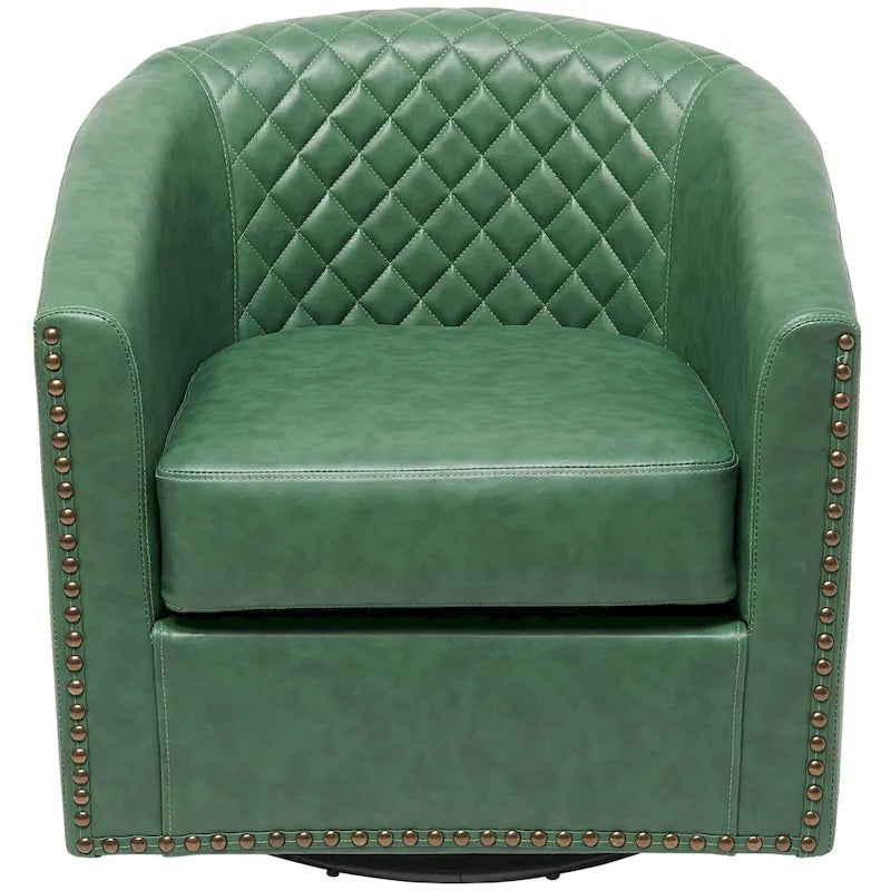 Fauteuil pivotant rond en similicuir capitonné de 29 po de large