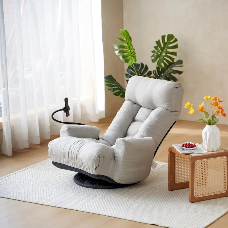 Fauteuil de relaxation pivotant avec têtière et soutien lombaire réglables