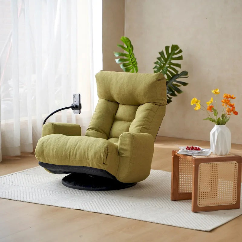 Fauteuil de relaxation pivotant avec têtière et soutien lombaire réglables