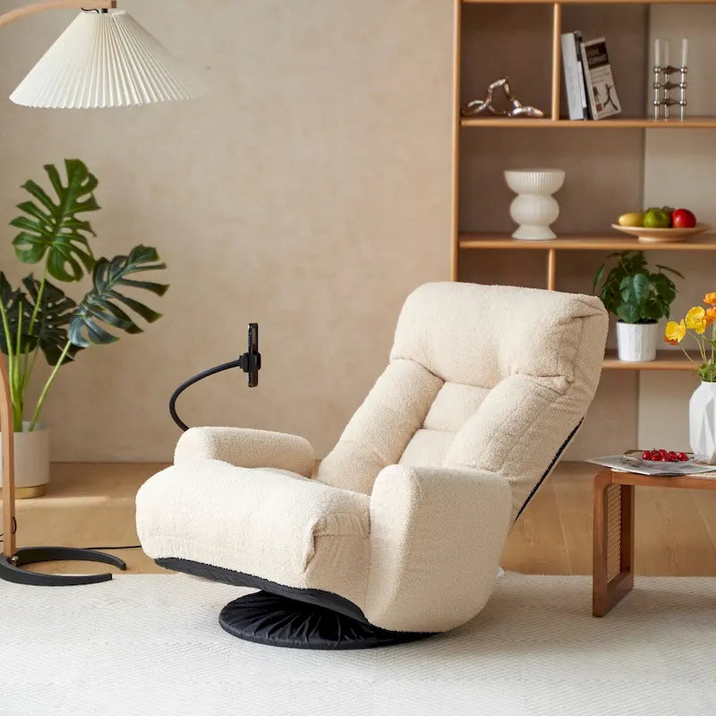 Fauteuil de relaxation pivotant avec têtière et soutien lombaire réglables