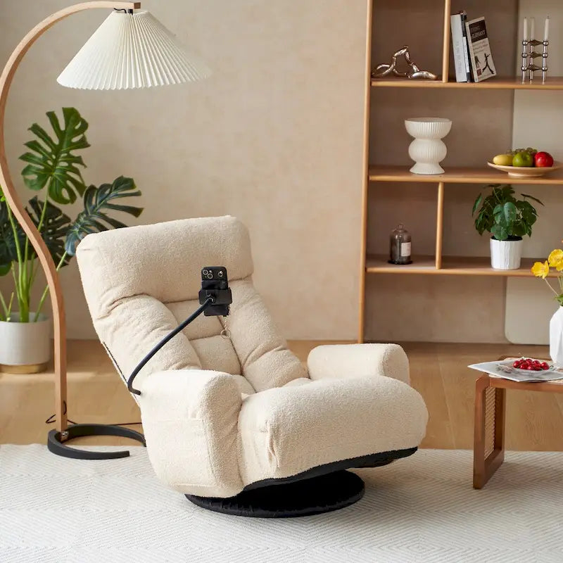 Fauteuil de relaxation pivotant avec têtière et soutien lombaire réglables
