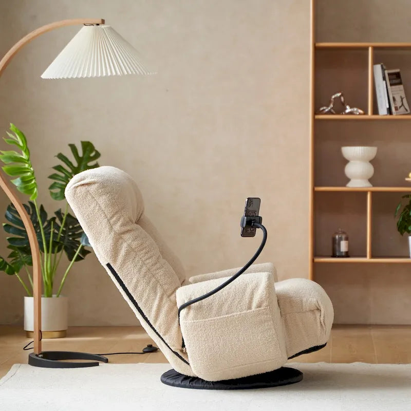 Fauteuil de relaxation pivotant avec têtière et soutien lombaire réglables