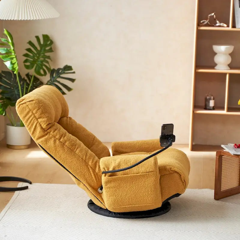 Fauteuil de relaxation pivotant avec têtière et soutien lombaire réglables