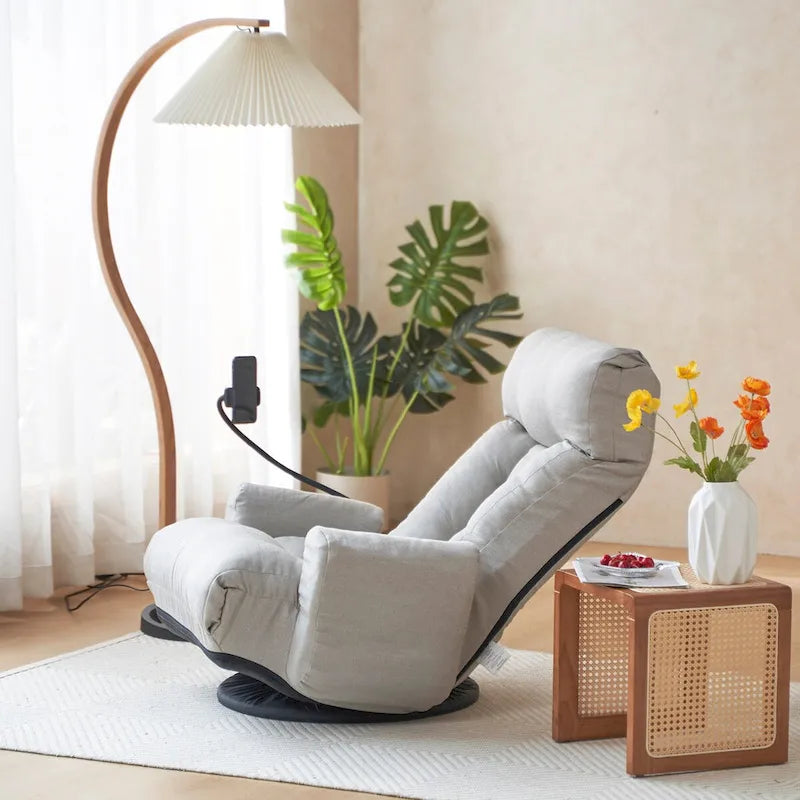 Fauteuil de relaxation pivotant avec têtière et soutien lombaire réglables