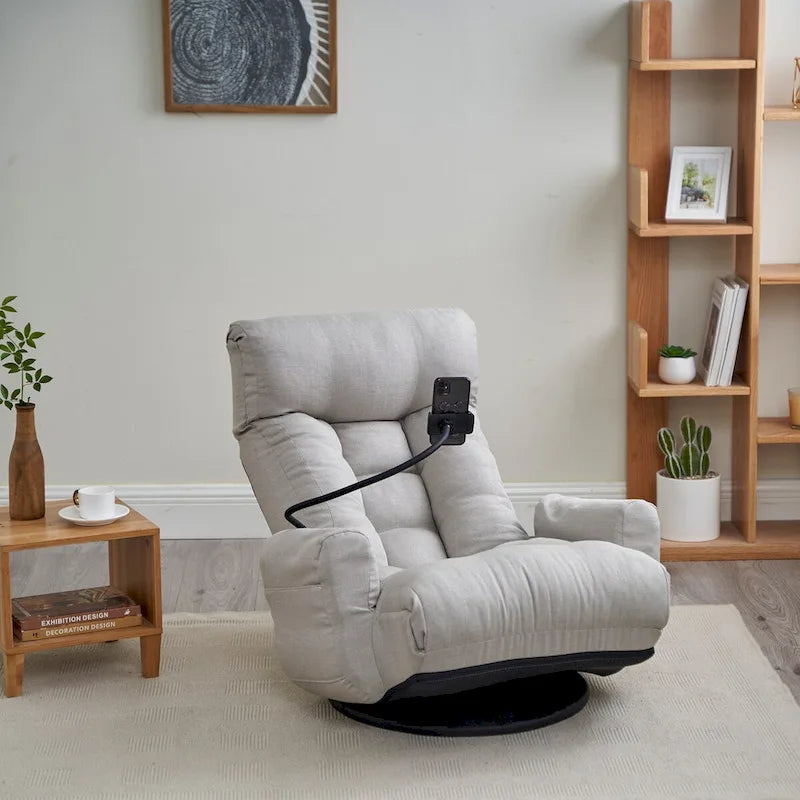 Fauteuil de relaxation pivotant avec têtière et soutien lombaire réglables