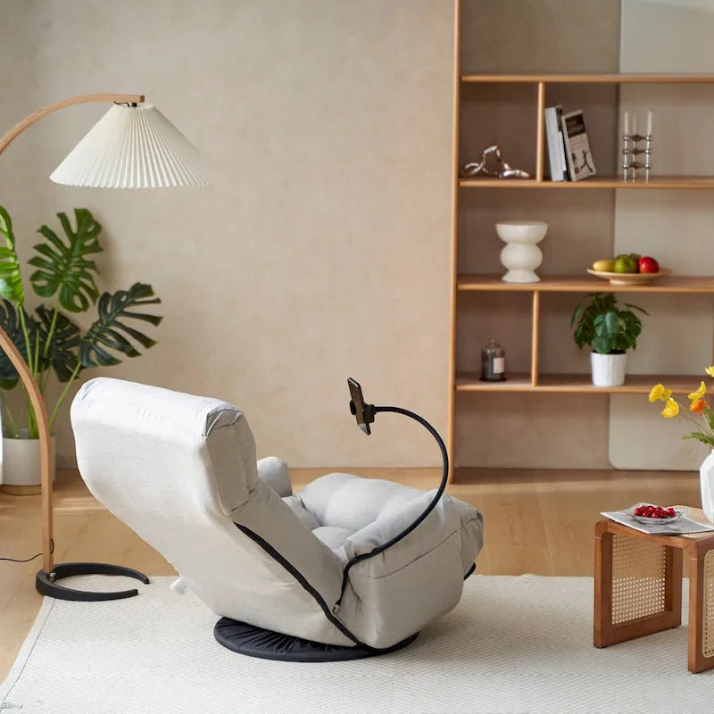 Fauteuil de relaxation pivotant avec têtière et soutien lombaire réglables