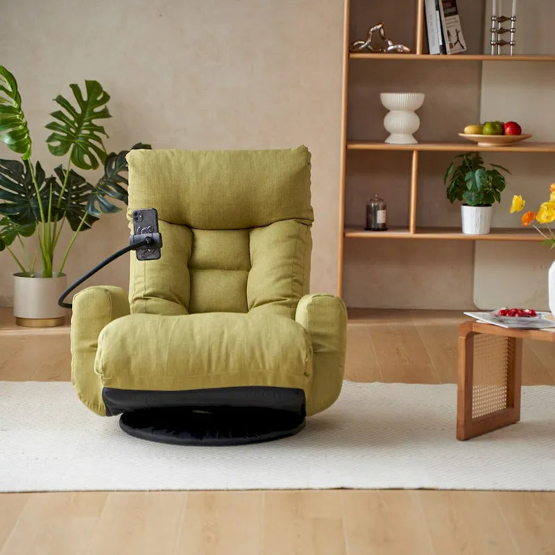 Fauteuil de relaxation pivotant avec têtière et soutien lombaire réglables