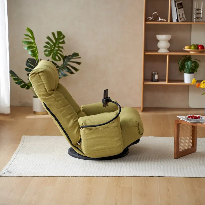 Fauteuil de relaxation pivotant avec têtière et soutien lombaire réglables