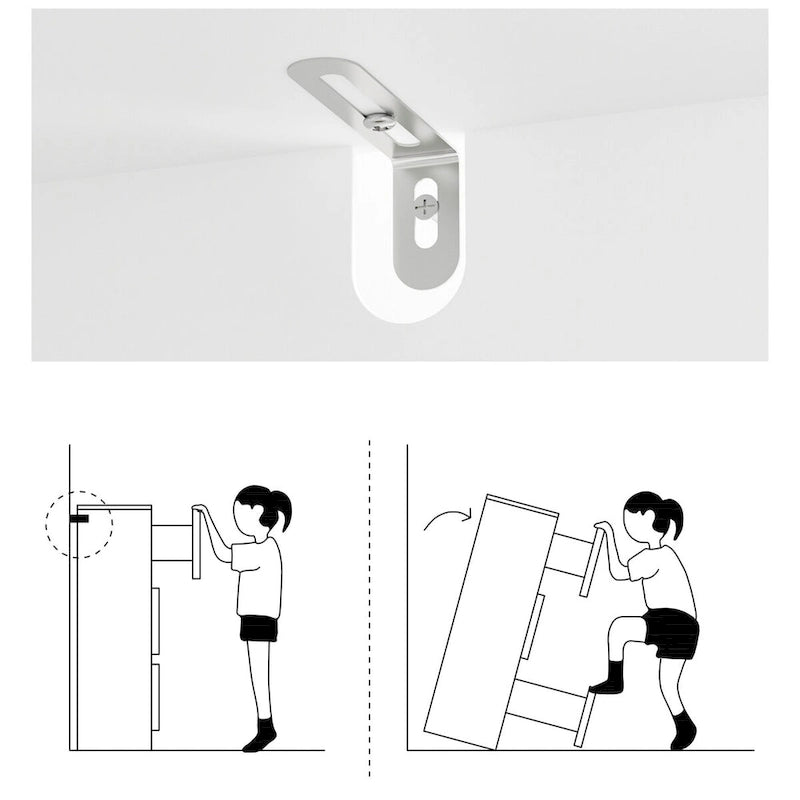 Commode blanche à 9 tiroirs, design élégant et dispositif anti-basculement